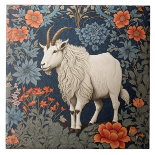 Elegante berggeit William Morris geïnspireerd Tegeltje