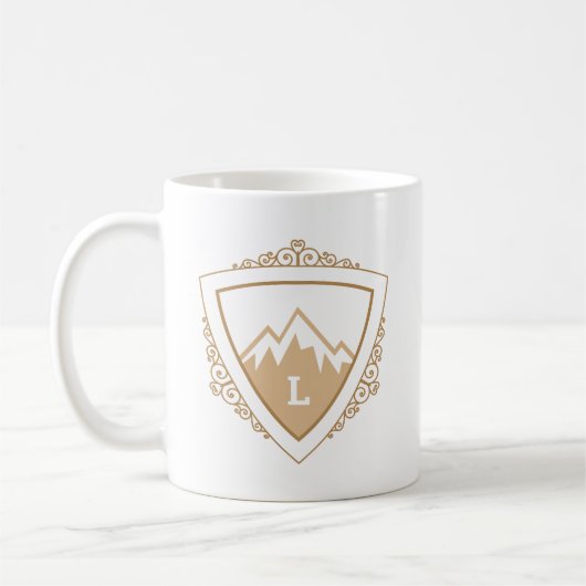 Elegante bergtop monogram koffiemok (Links)