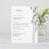 Elegante berk boom Aspen groen bruiloft menu (Staand voorkant)