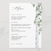Elegante berk boom Aspen groen bruiloft menu (Voorkant)