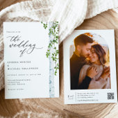 Elegante berkenboom Boho foto bruiloft Kaart