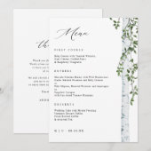 Elegante berkene boom espen groen wedding menu (Voorkant / Achterkant)