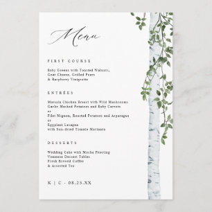 Elegante berkene boom espen groen wedding menu