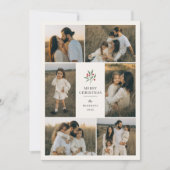 Elegante Berry Botanical Christmas 6 Fotocollage Feestdagenkaart (Voorkant)