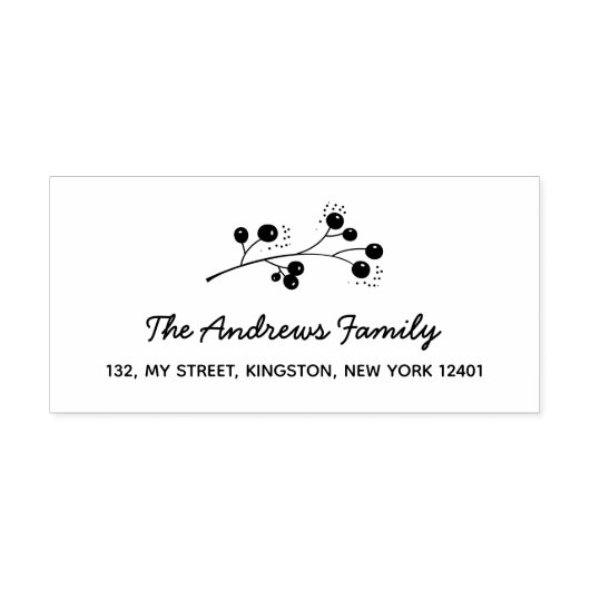Elegante Berry Branch Familienaam Leaf Zelfinktende Stempel (Design)