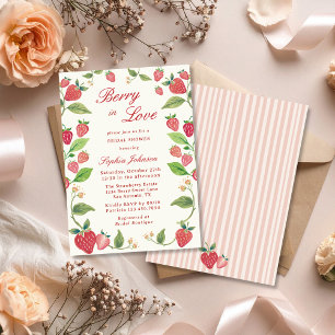 Elegante Berry In Love Strawberry Bruidsfeest Kaart
