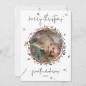 Elegante Berry Krans Foto Kerstmis Feestdagenkaart (Voorkant)