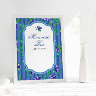 Elegante Berry Sweet Blueberries Momosa Bar Poster