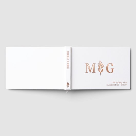 Elegante Berry Twig 2 Initiaal Monogram bruiloft Gastenboek (Volledig)