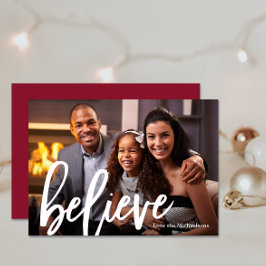 Elegante Berry Typografie Geloof Foto Kerstmis Feestdagenkaart