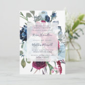 Elegante bes en blauw bloemschilderwerk voor een t kaart (Staand voorkant)