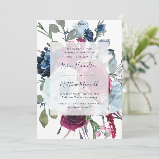 Elegante bes en blauw bloemschilderwerk voor een t kaart (Staand voorkant)