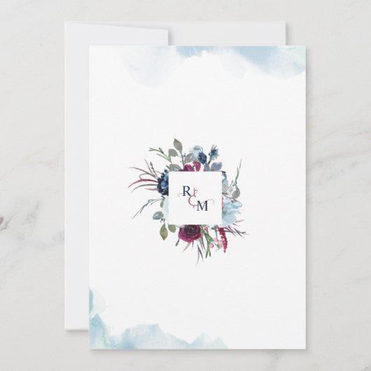 Elegante bes en blauw bloemschilderwerk voor een t kaart (Achterkant)