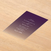 Elegante Bes Violette Gradiënt Acryl Bruiloft Uitnodigingen (Laagn)