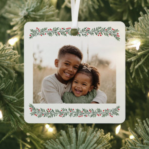 Elegante Bescheiden Kerst Slingerlijst Foto Frame Metalen Ornament