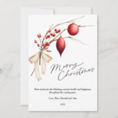 Elegante Besdennen Kerstmis Plat Feestdagenkaart (Voorkant)