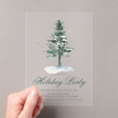 Elegante besneeuwde dennenboom gouden sterren fees acryl uitnodigingen (Insitu (Draagbaar))