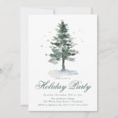 Elegante besneeuwde dennenboom gouden sterren fees kaart (Voorkant)