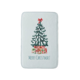 Elegante besneeuwde kerstboom badmat