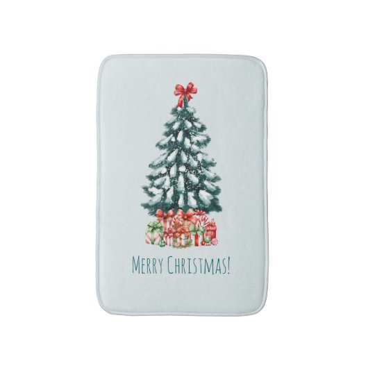 Elegante besneeuwde kerstboom badmat (Voorkant Verticaal)