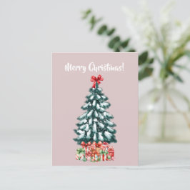 Elegante besneeuwde kerstboom kerstkaart briefkaart