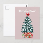 Elegante besneeuwde kerstboom kerstkaart briefkaart (Voorkant / Achterkant)