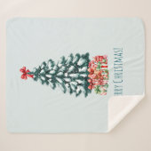 Elegante besneeuwde kerstboom sherpa deken (Voorkant (horizontaal))