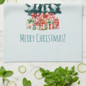 Elegante besneeuwde kerstboom theedoek (Gevouwen)
