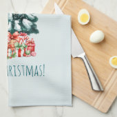 Elegante besneeuwde kerstboom theedoek (Quarter Fold)