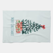 Elegante besneeuwde kerstboom theedoek (Horizontaal)