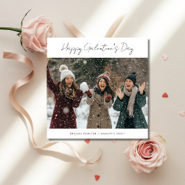 Elegante besneeuwde leuke foto BFF Galentines Day Feestdagenkaart