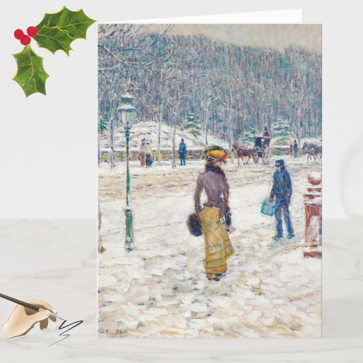Elegante besneeuwde New York  Art Christmas Kaart
