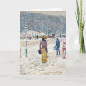 Elegante besneeuwde New York  Art Christmas Kaart (Voorkant)