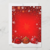 Elegante besneeuwde rode kerstballen kerstfeest kaart (Achterkant)