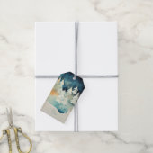 Elegante besneeuwde winterbomen cadeaulabel (Met Touw)
