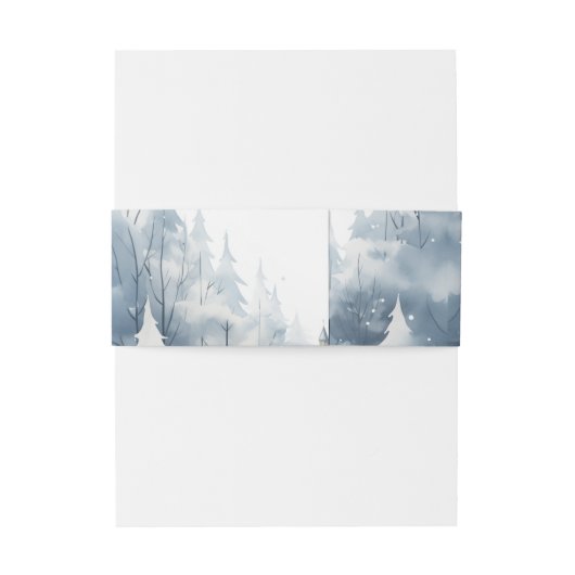 Elegante besneeuwde winterscène landschapsbruiloft uitnodigingen wikkel (Achterkant Voorbeeld)
