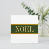 Elegante besneeuwde witte bos groene kerststrepen feestdagenkaart (Staand voorkant)