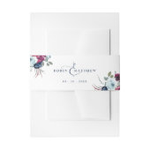 Elegante bessen, blauw en bordeaux bloemenbruiloft uitnodigingen wikkel (Voorkant Voorbeeld)