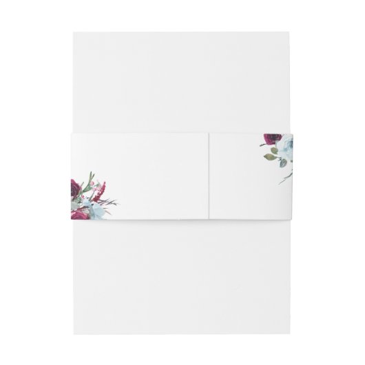 Elegante bessen, blauw en bordeaux bloemenbruiloft uitnodigingen wikkel (Achterkant Voorbeeld)