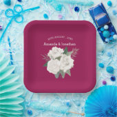 Elegante bessen en witte rozen bruiloft papieren bordje (Feest)