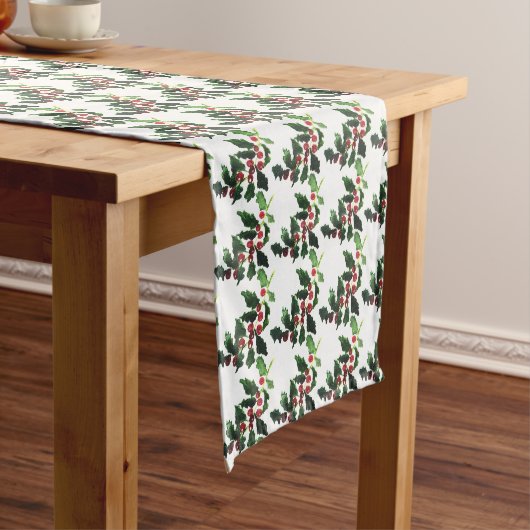 Elegante Bessen Kerst Botanisch Eenvoudig Korte Tafelloper (Voorbeeld)