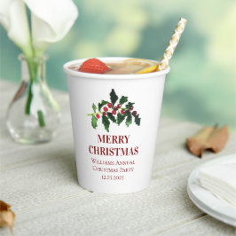 Elegante Bessen Kerst Botanisch Eenvoudig Papieren Bekers