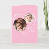Elegante "Best Mom Ever" Pink & White Heart 3-Foto Notitiekaartje (Voorkant)