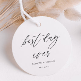 Elegante beste dag ooit bruiloft bedankjes labels