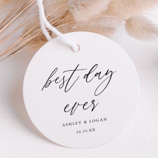 Elegante beste dag ooit bruiloft bedankjes labels