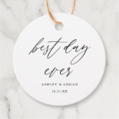 Elegante beste dag ooit bruiloft bedankjes labels (Voorkant)