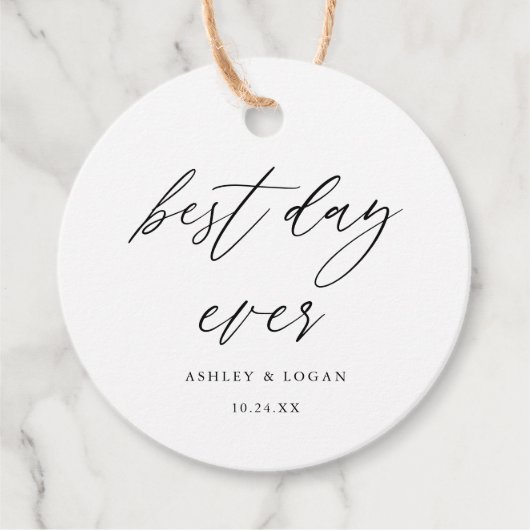 Elegante beste dag ooit bruiloft bedankjes labels (Voorkant)