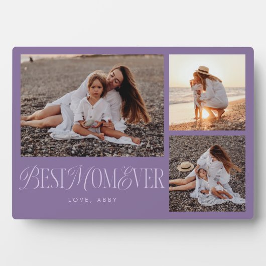 Elegante beste mam ooit Paarse collage Fotoplaat (voorkant)