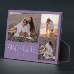 Elegante beste mam ooit Paarse collage Fotoplaat<br><div class="desc">Elegante en unieke moederdag foto keepsake plaque met 3 foto's van jou met een typografie tekst die zegt "beste moeder ooit" in een mix van script en serif lettertype. De achtergrond is paars.</div>