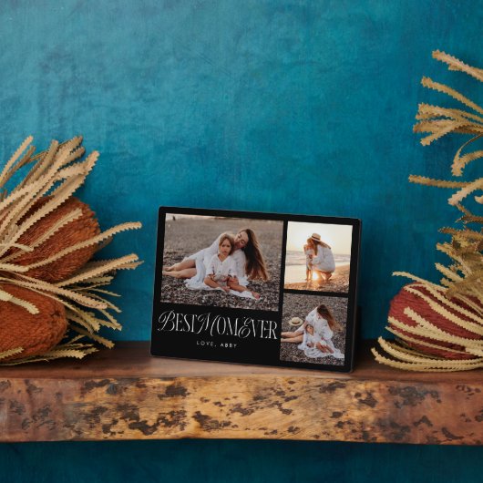 Elegante beste mam ooit zwart collage fotoplaat (Zijkant)